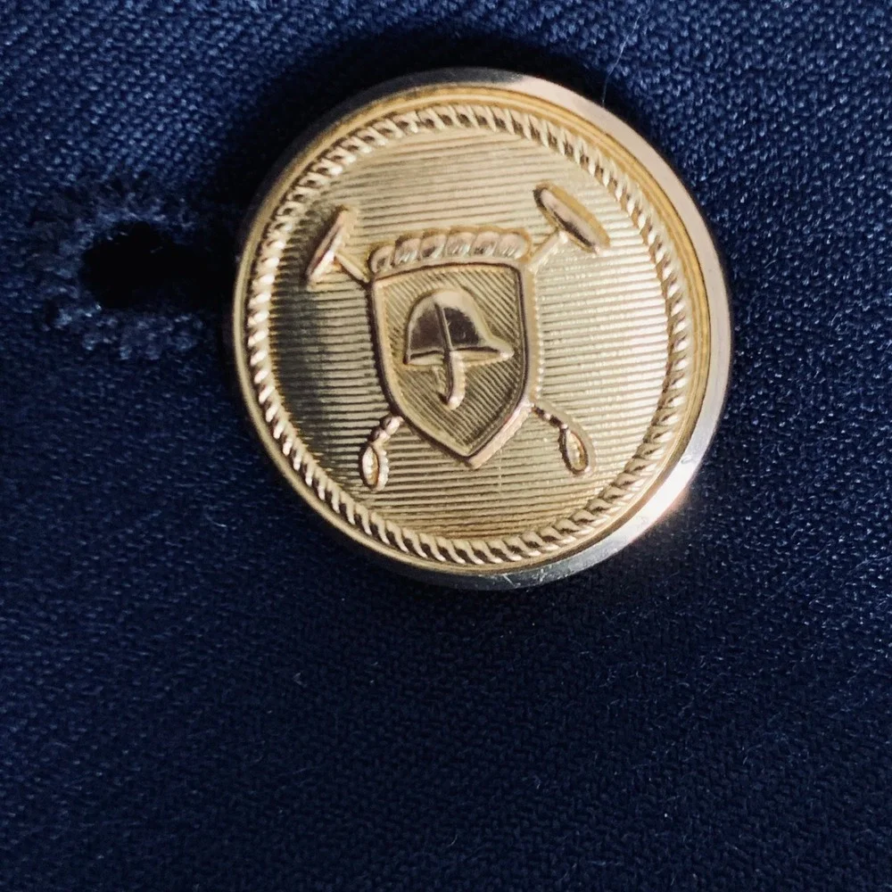 Lauren Ralph Lauren Blazer Mens 48R Navy Blue Wool Gold Crest Button Preppy Ivy